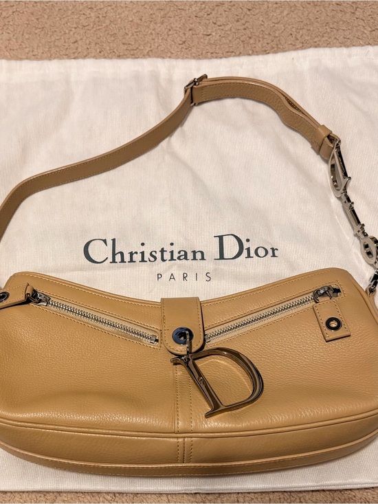 Dior Handbags - Dior Beige/Tan Leather Shoulder Bag with D Charm